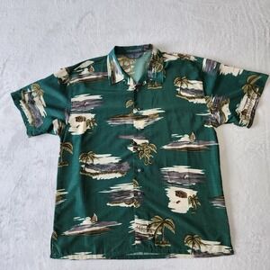 Vintage South Pole Hawaiian Shirt Mens XL Short Sleeve Palm Trees Beach Vacation